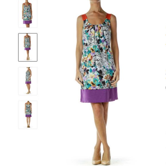 Simply Vera Vera Wang Multicolor Printed Dress Size: 6 - Picture 1 of 5